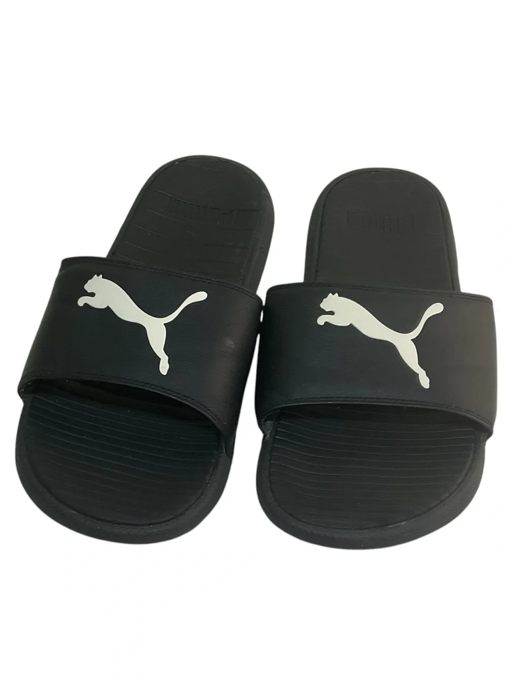 Puma Men's Black Slide Sandals with White Logo